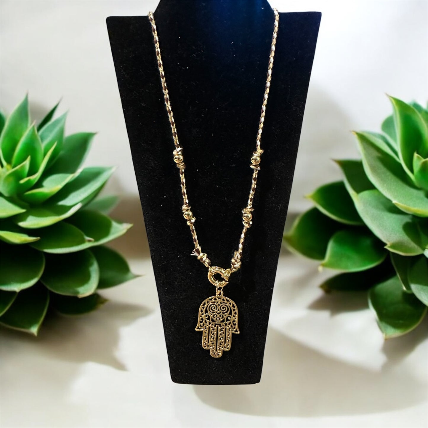 Hamsa Knot Cord Necklace