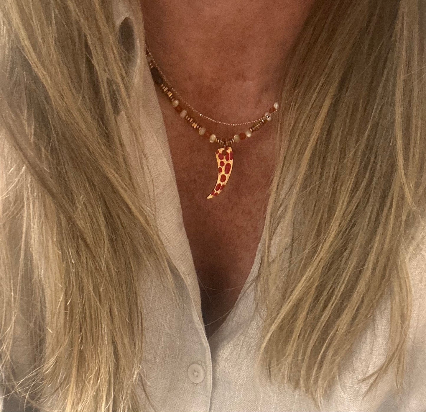 Scarlet Protection Horn Necklace