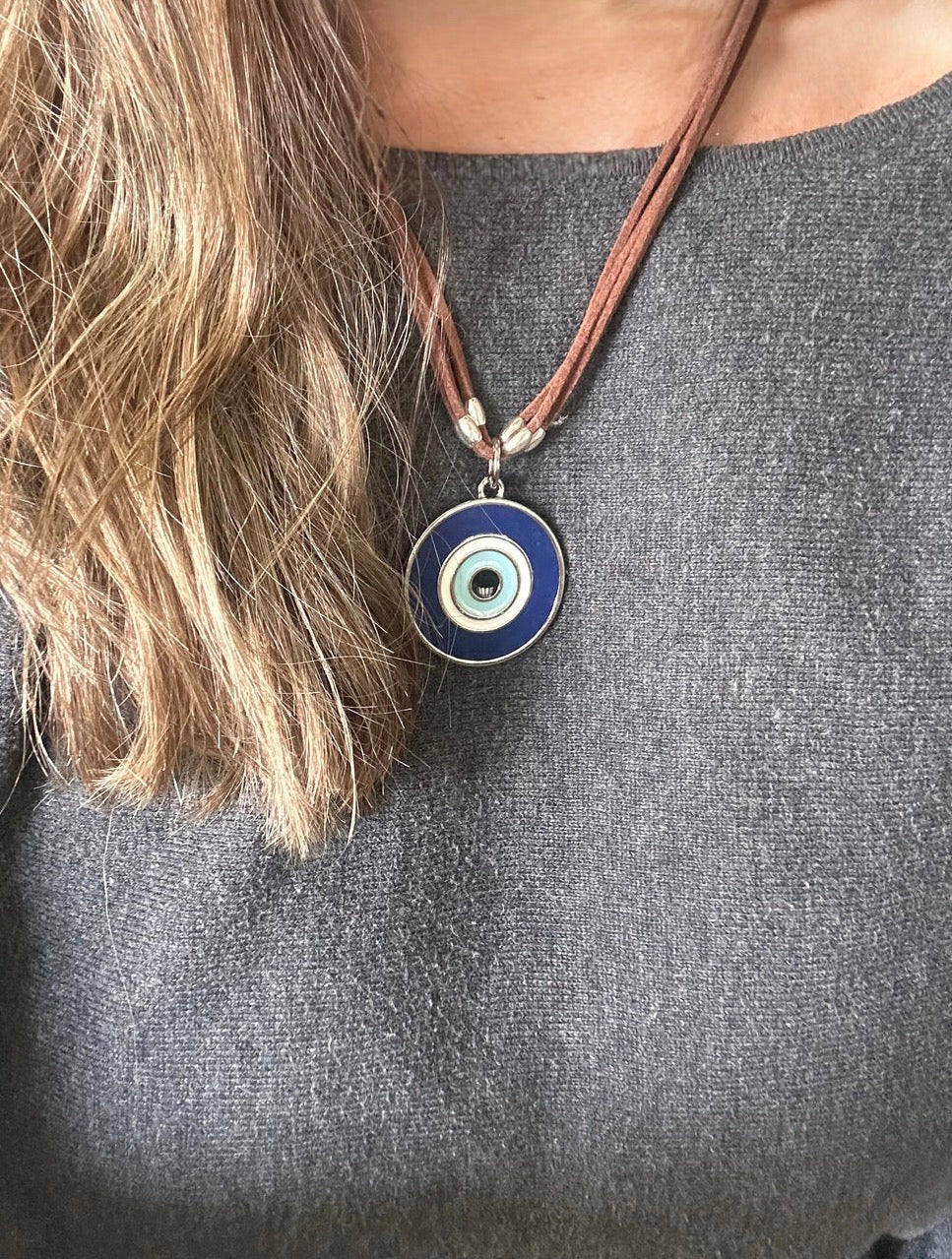 Evil Eye Suede Necklace