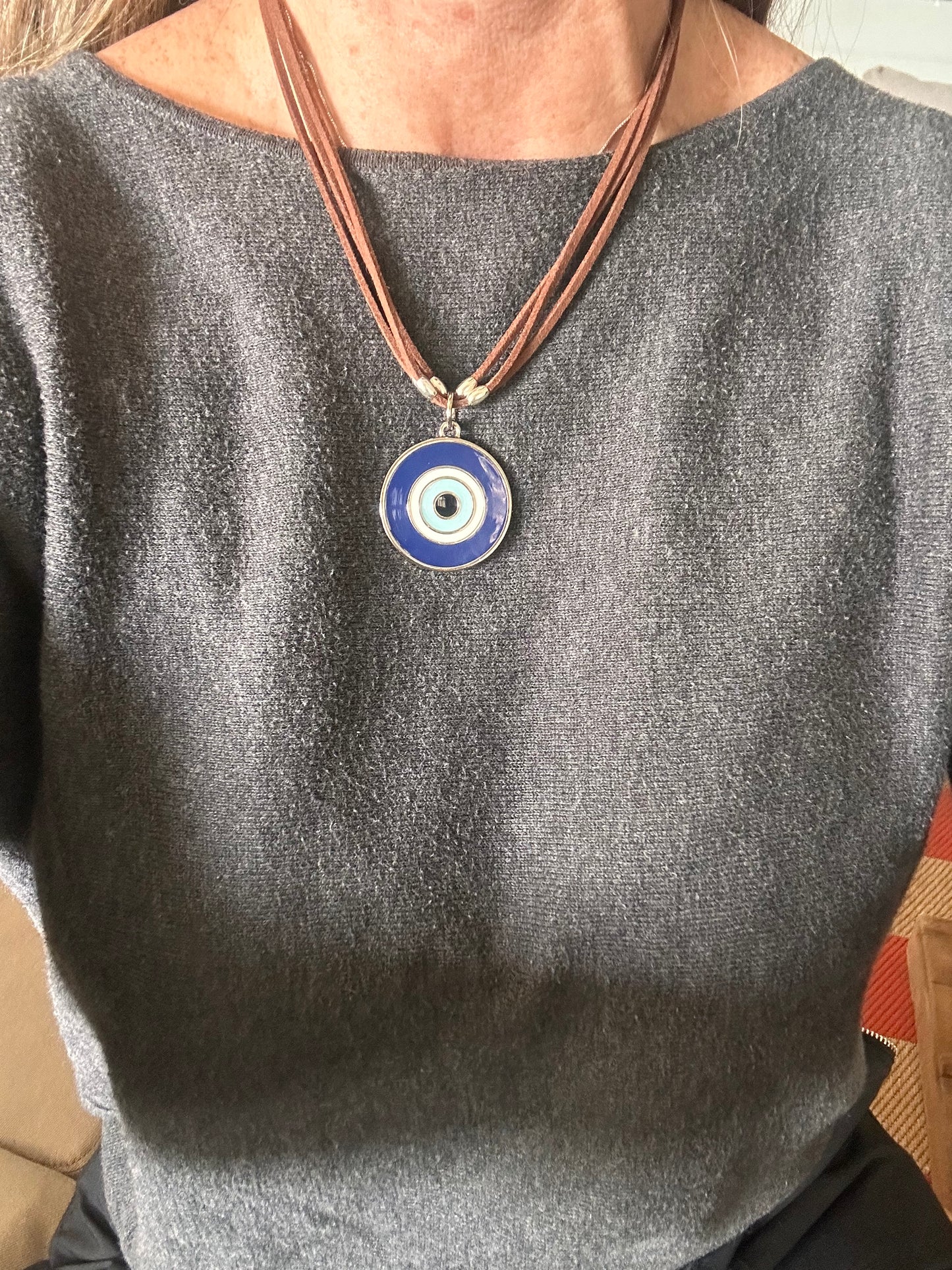 Evil Eye Suede Necklace