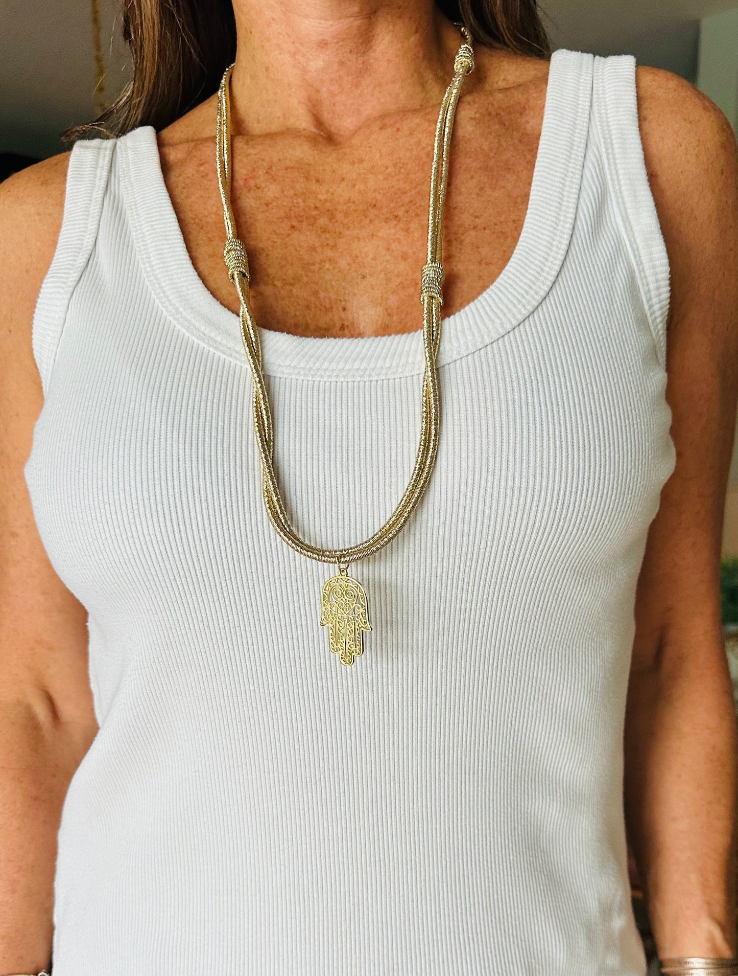 Boho Rope Hamsa Necklace