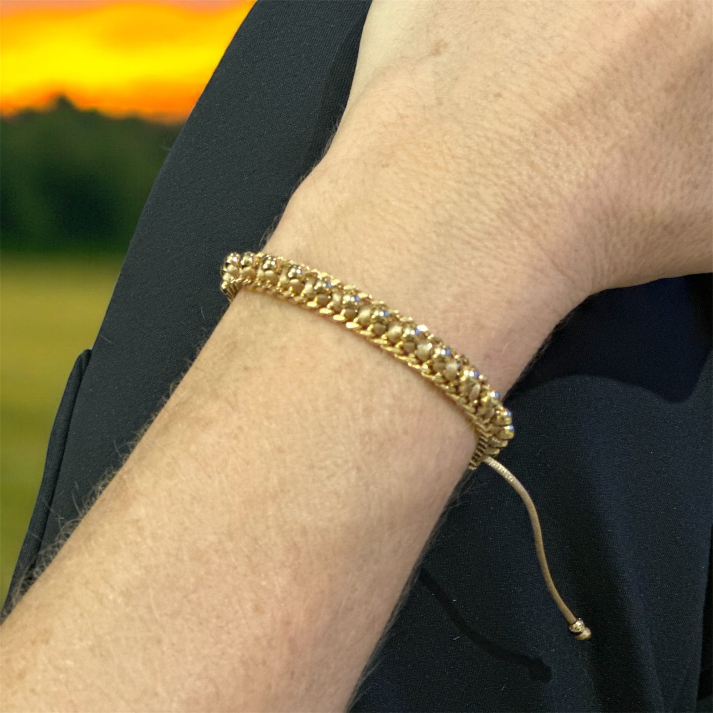 Adjustable Golden Beaded Bracelet