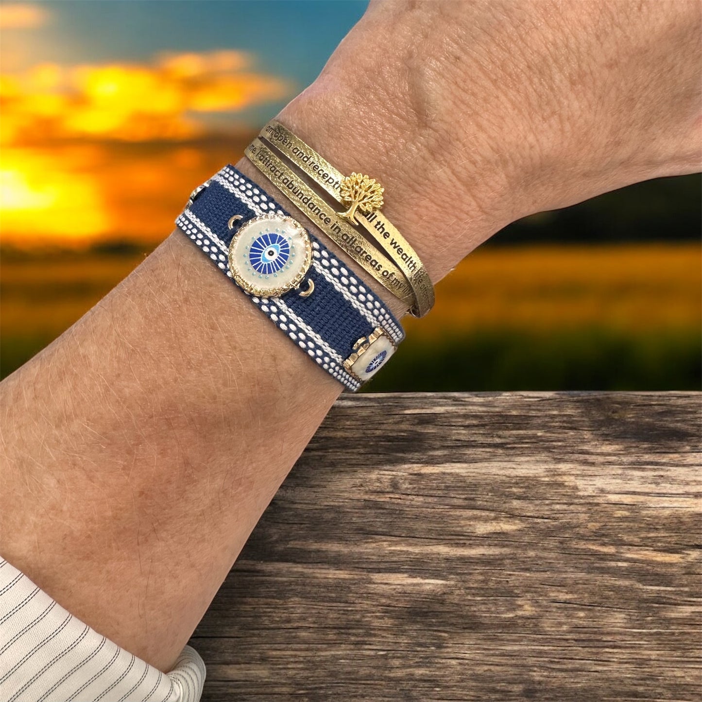 Handwoven Evil Eye Tassel Bracelet