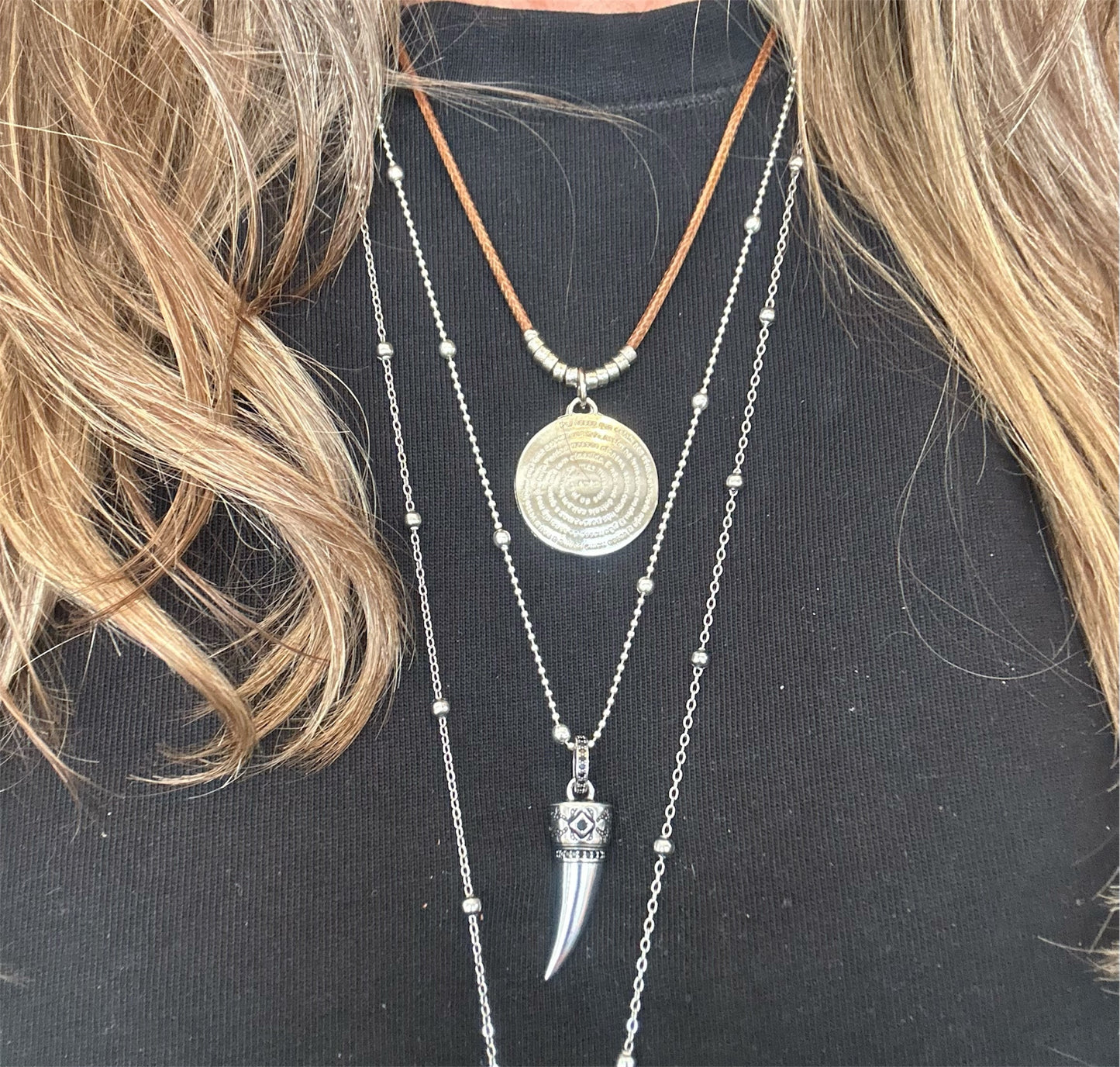 Silver Horn Pendant Necklace