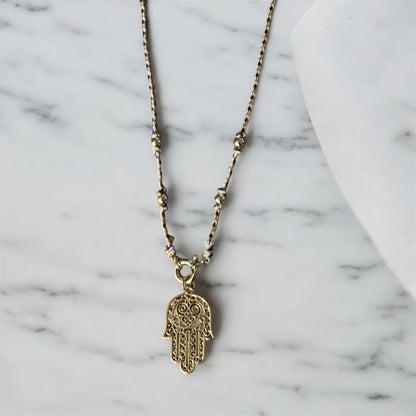 Hamsa Knot Cord Necklace
