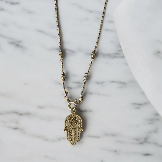 Hamsa Knot Cord Necklace