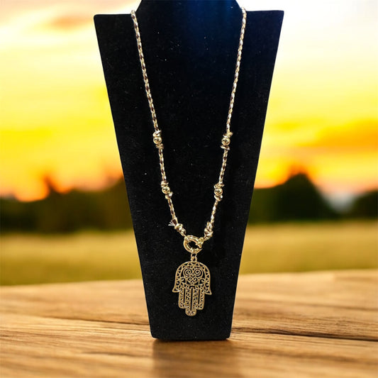 Hamsa Knot Cord Necklace