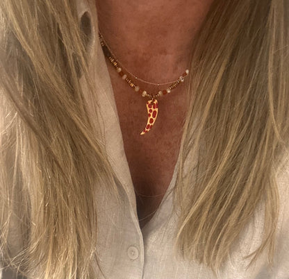 Scarlet Protection Horn Necklace