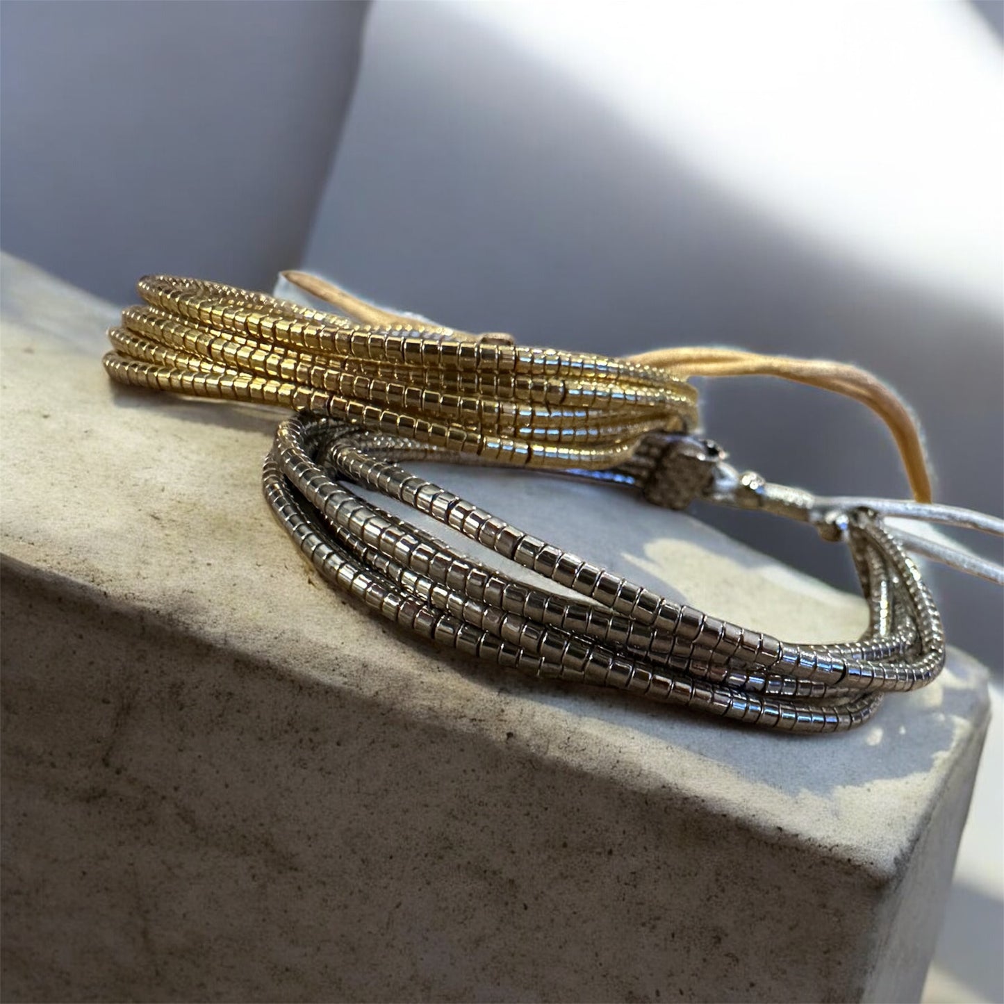 Golden & Silver Stacks Adjustable Bracelet