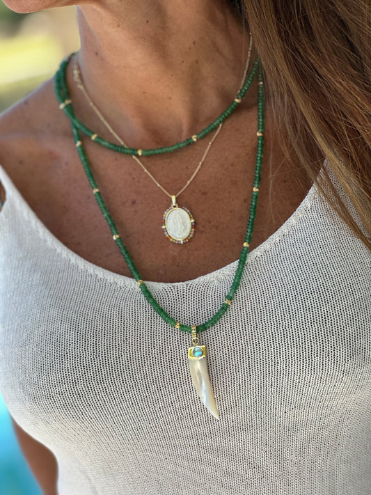 Emerald Tusk Double Necklace
