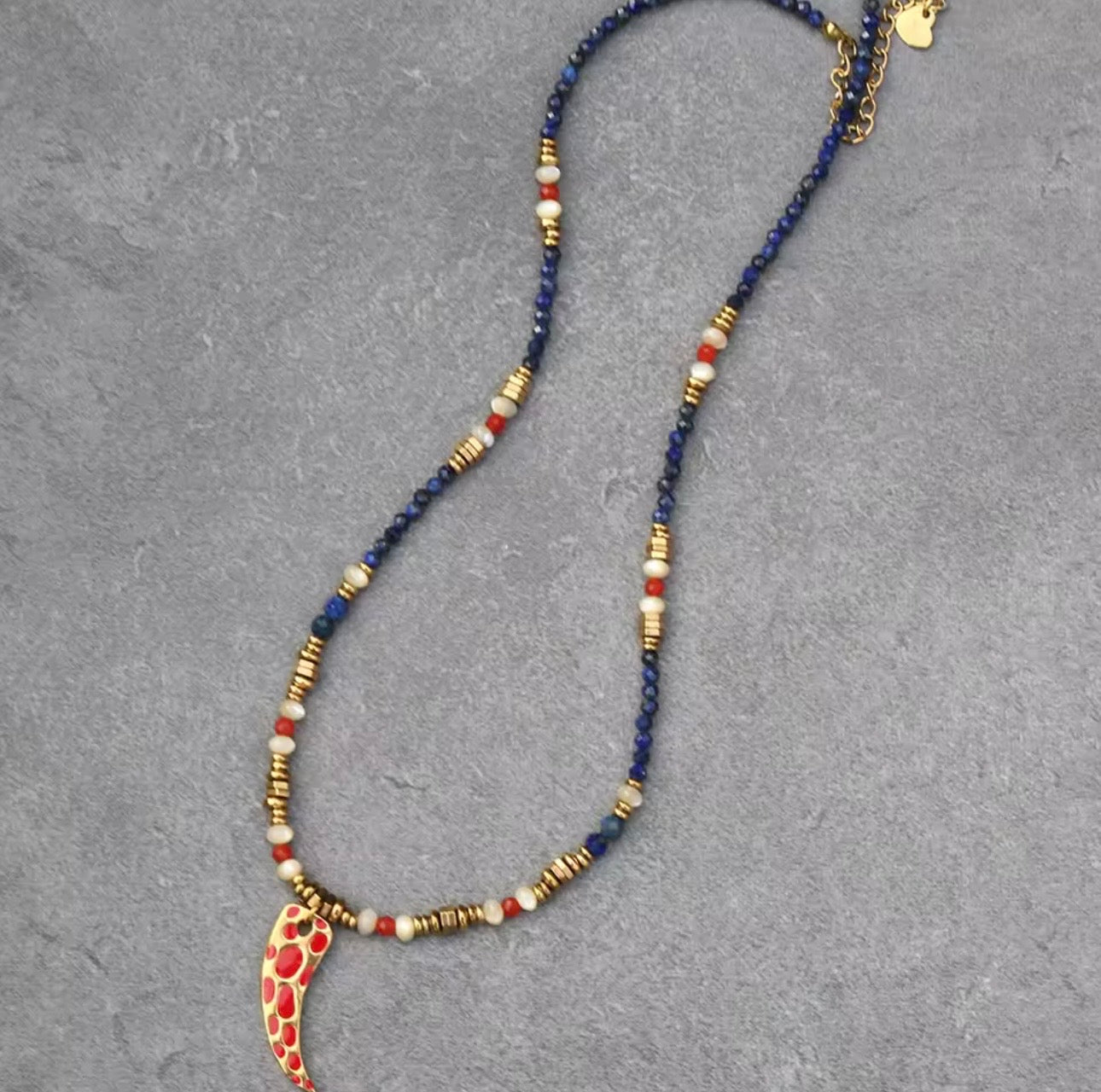 Scarlet Protection Horn Necklace