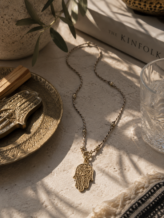 Hamsa Knot Cord Necklace