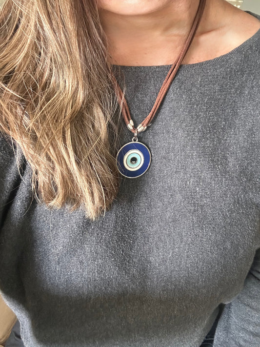 Evil Eye Suede Necklace