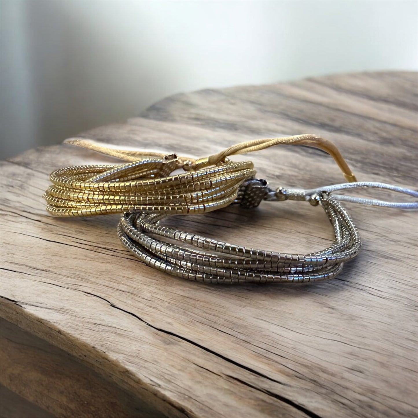 Golden & Silver Stacks Adjustable Bracelet