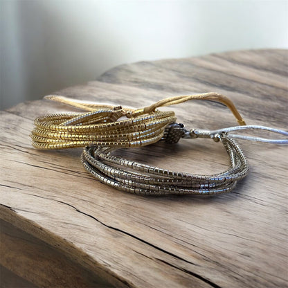 Golden & Silver Stacks Adjustable Bracelet