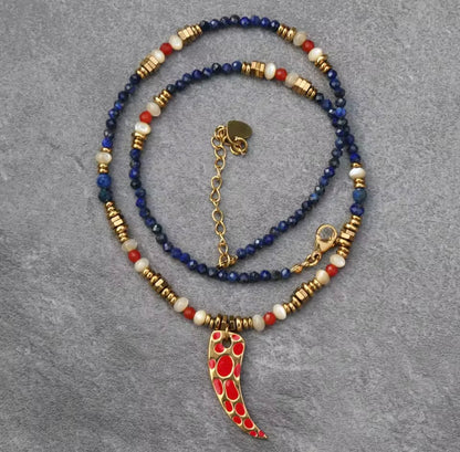 Scarlet Protection Horn Necklace