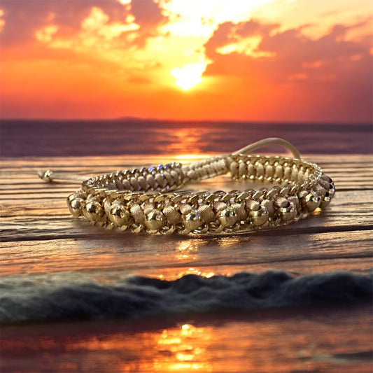 Adjustable Golden Beaded Bracelet