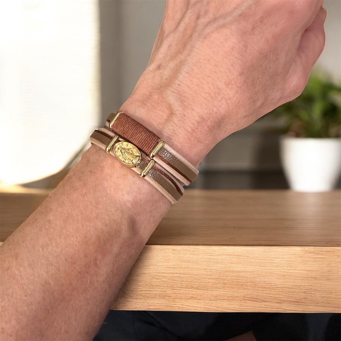 Golden Grace Leather Bracelet