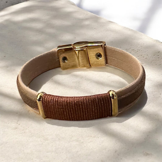 Bronze Thread Leather Bracelet