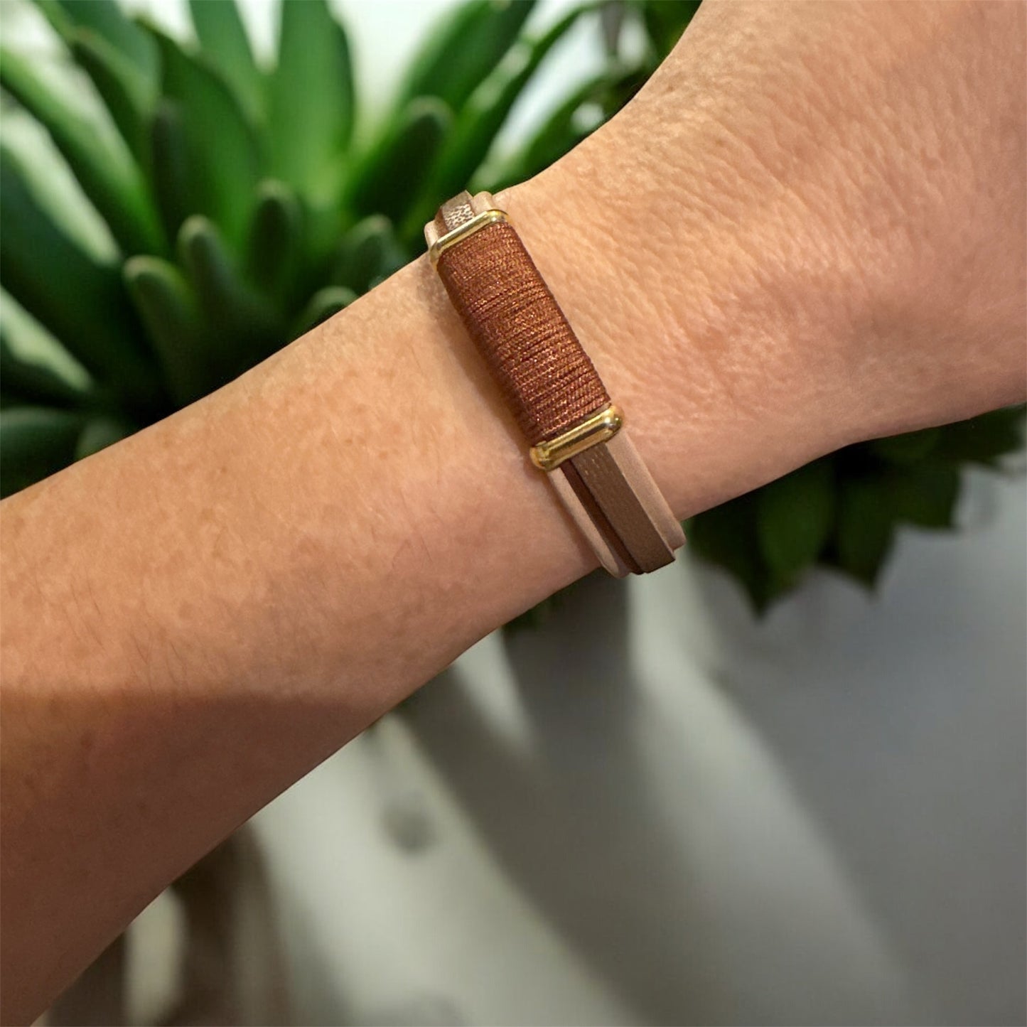 Bronze Thread Leather Bracelet