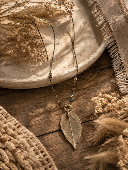Boho Leaf Cord Necklace