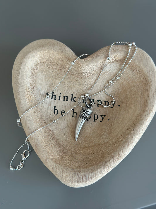 Silver Horn Pendant Necklace